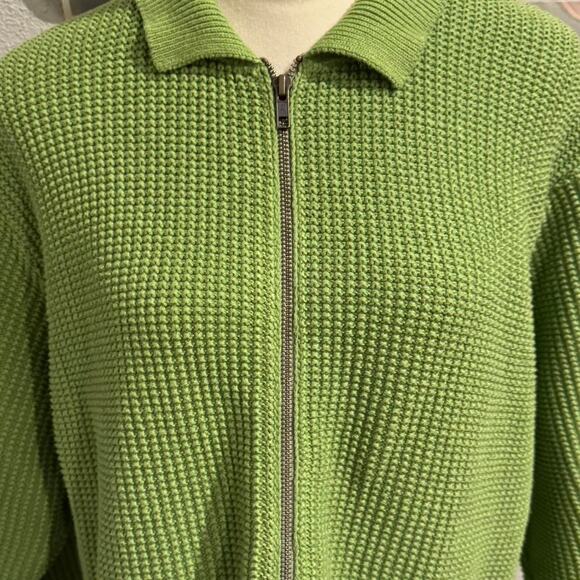 Green knitted zip up sweater - Picture 2 of 6